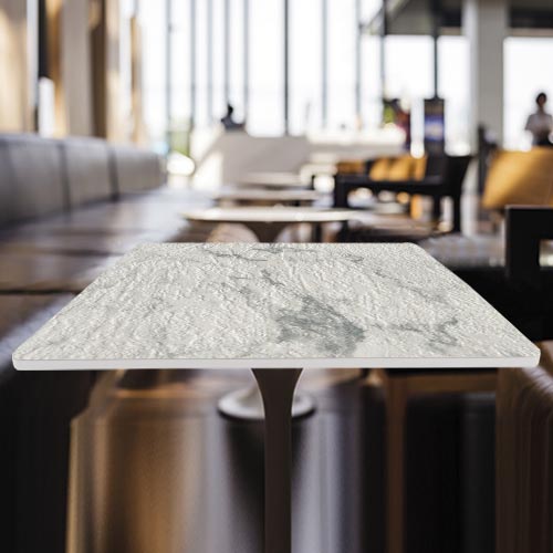Table coloris marbre blanc Olympus structuré